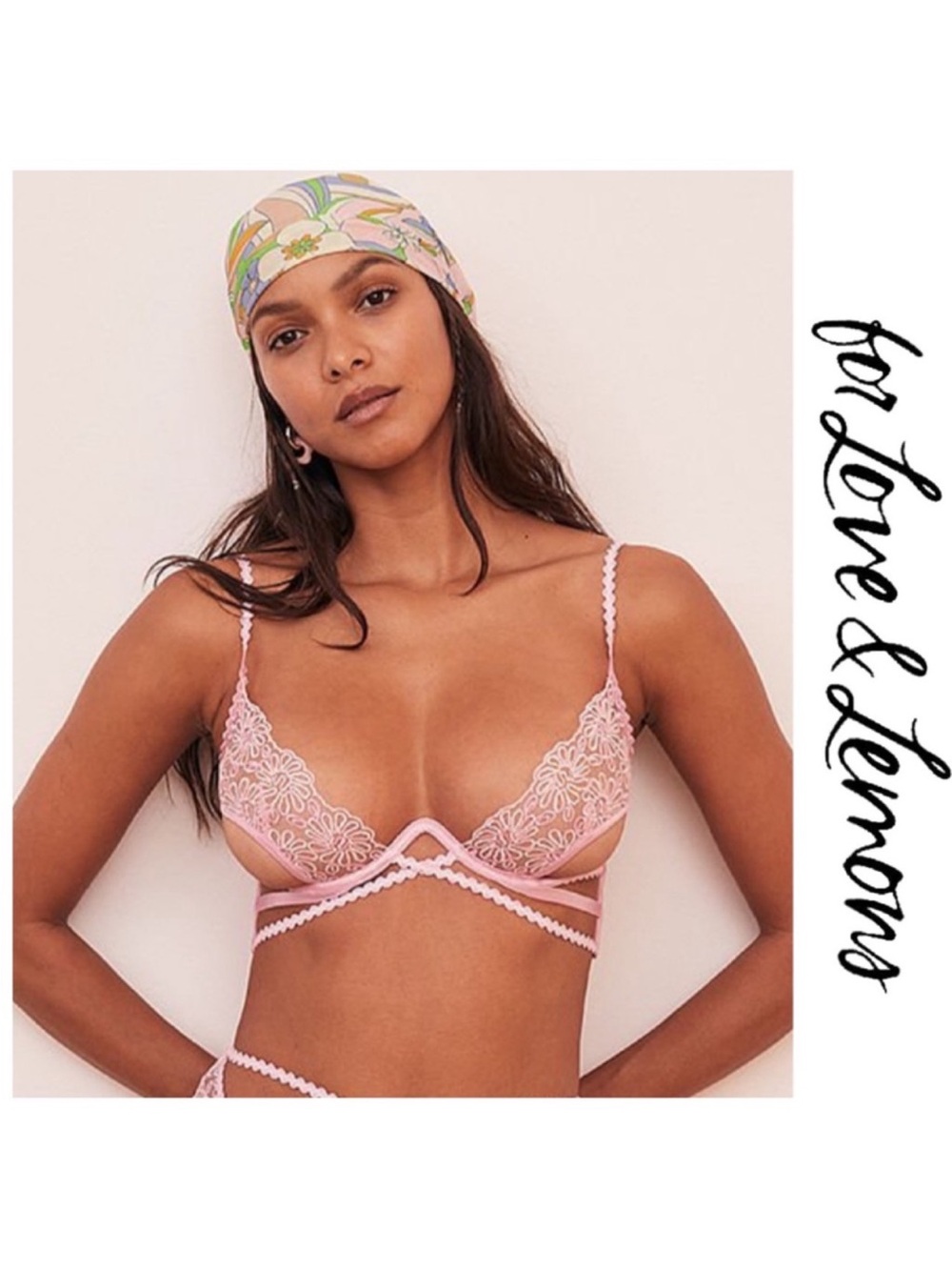 EUC For Love and Lemons Pink Gracie Bra Medium